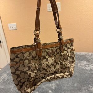 Coach Signature Brown and Tan Tote
